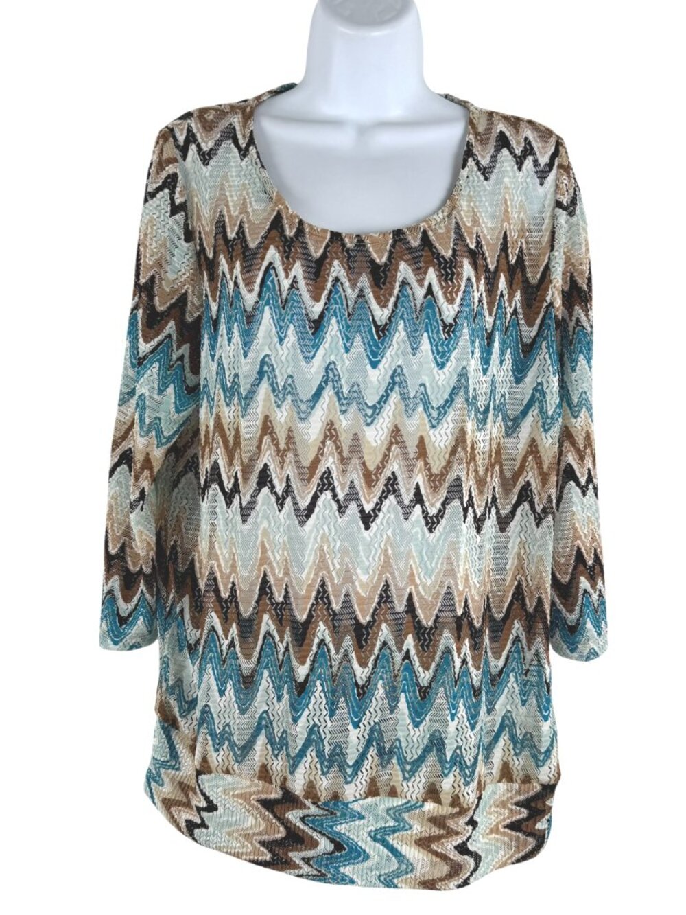 Chico's Travelers Collection Chevron Top Size 2 Multicolored Boho TP-4048
